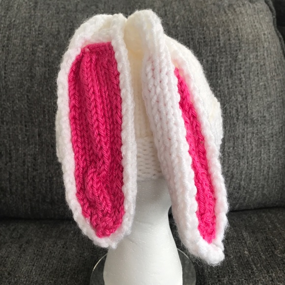 Handmade knit child’s beanie rabbit bunny ears - Picture 7 of 8
